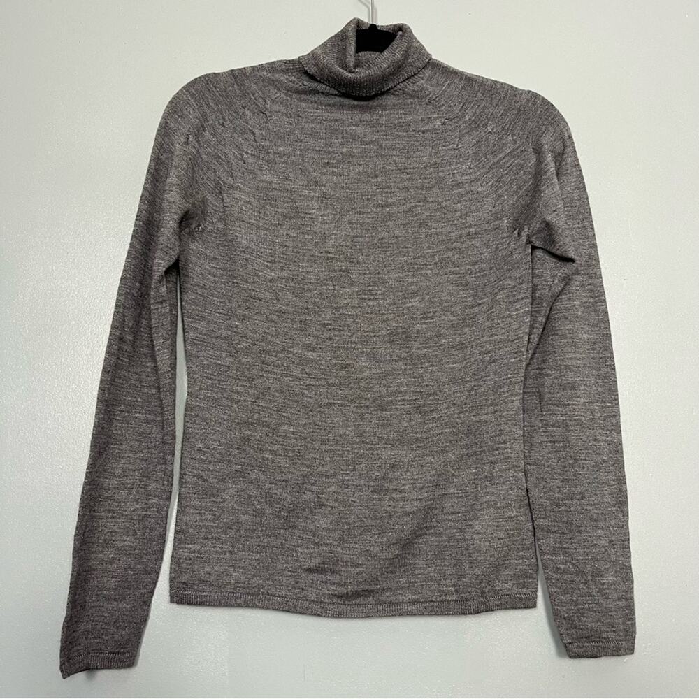Escada Silk Wool Turtleneck Sweater Lightweight Gray Women's Size XS